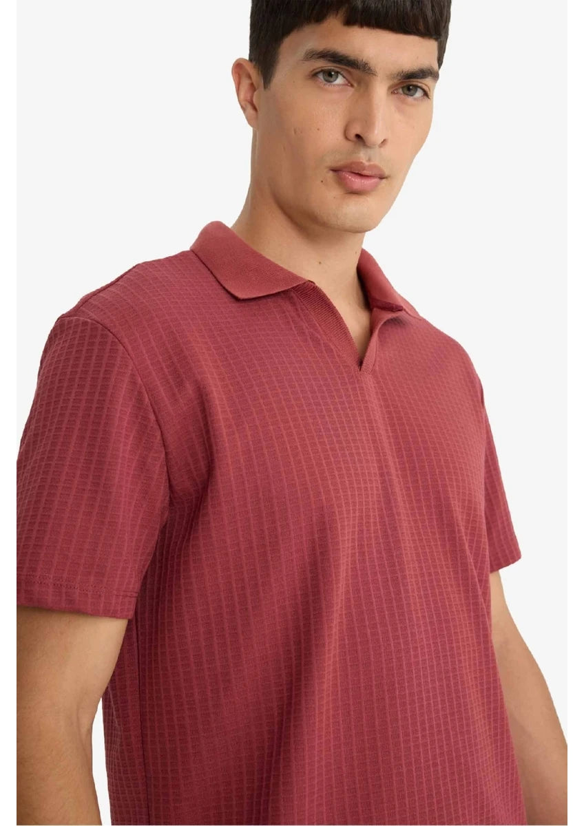 Glamira Regular Fit Polo Yaka Waffle Dokulu Kumaş Kısa Kollu Tişört F0315AX25AU