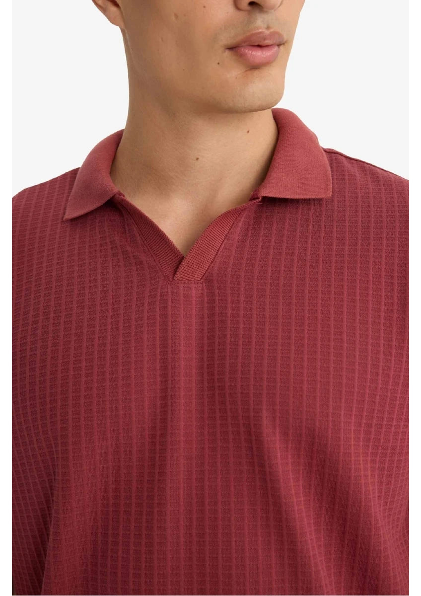 Glamira Regular Fit Polo Yaka Waffle Dokulu Kumaş Kısa Kollu Tişört F0315AX25AU